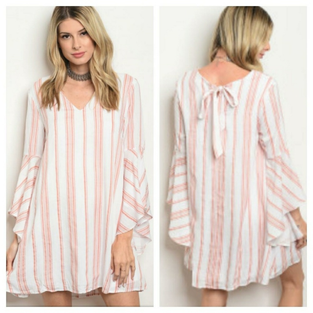 Coral striped tunic dress-brand new-multiple sizes